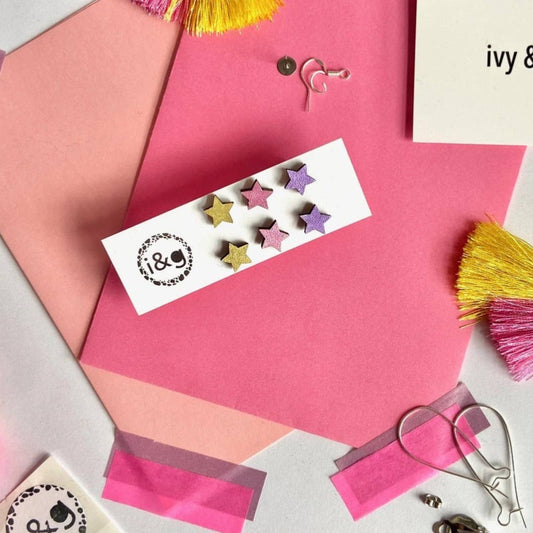 Pink Daze Stars Sustainable Earring Trio