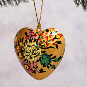 Gold Indian Floral Hanging Heart Decoration