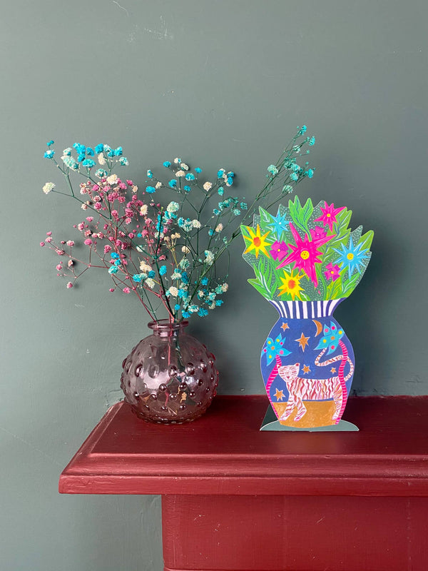 Magical Pop Up Tiger Vase Greetings Card