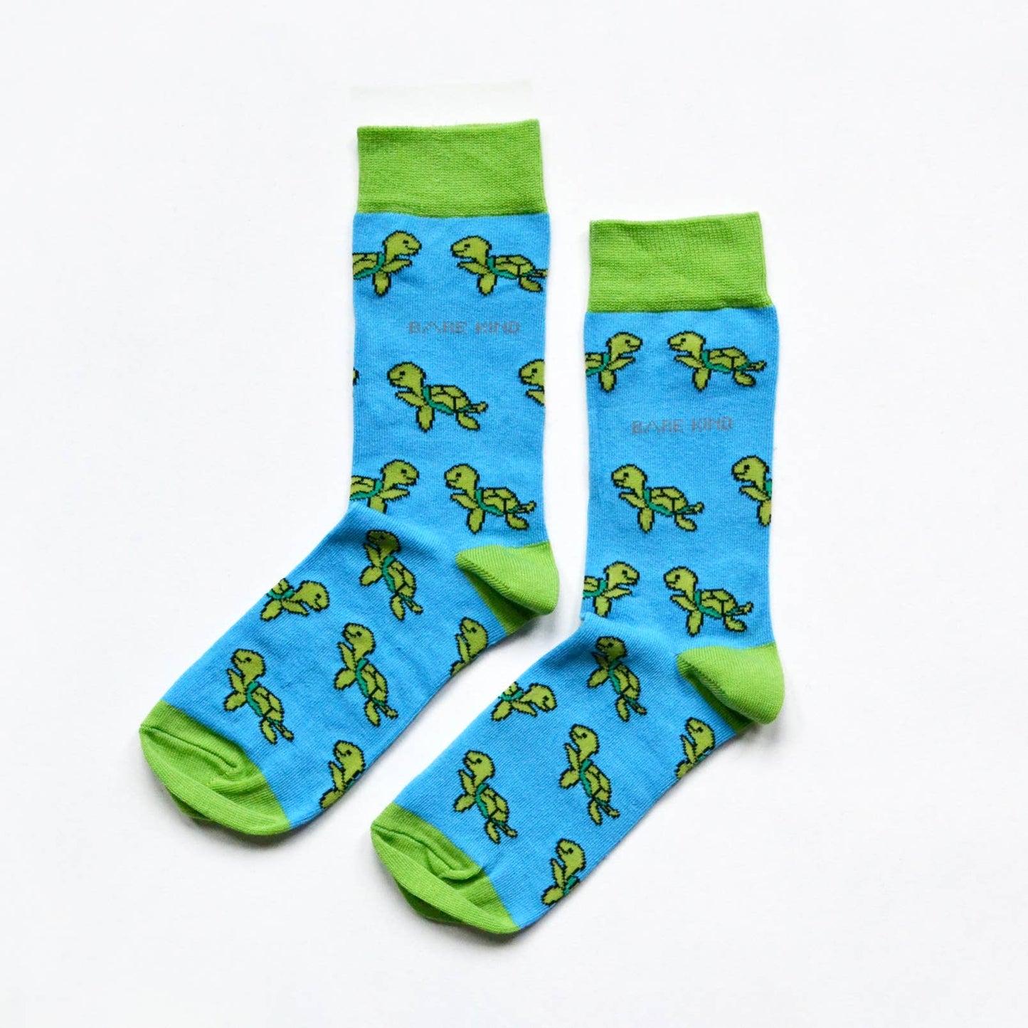 Aqua Blue & Green Bamboo Socks in Turtle Print