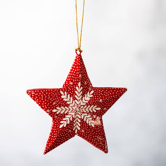 Red Snowflake Hanging Star Decoration
