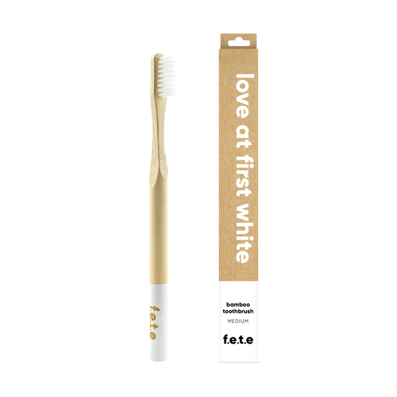 ‘Love at First White’ Bamboo Toothbrush - Medium