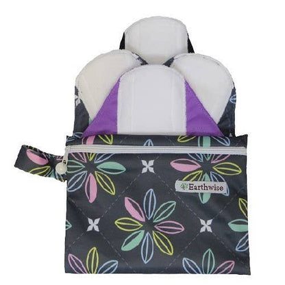 Earthwise Reusable Sanitary Pads Starter Bundle: Charcoal Flowers