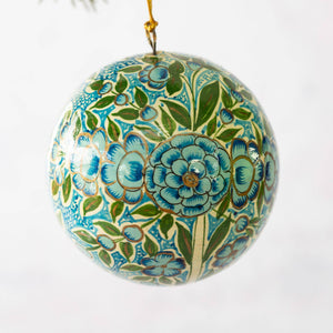 3" Turquoise & Green Floral Christmas Bauble