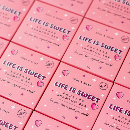 Life Is Sweet: Rhubarb Solid Shampoo Bar - Vegan