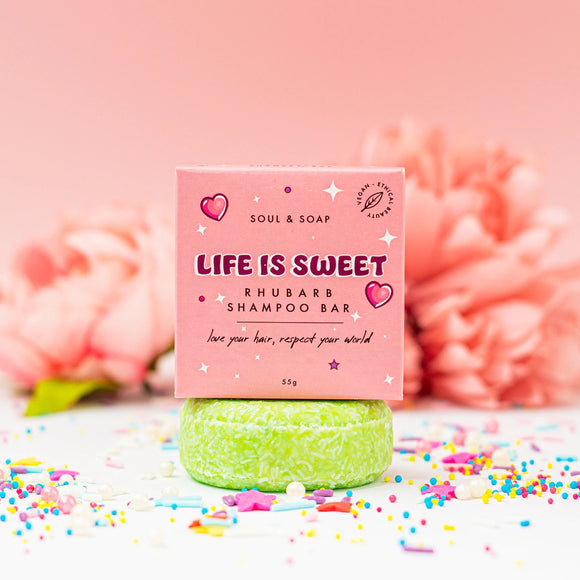 Life Is Sweet: Rhubarb Solid Shampoo Bar - Vegan