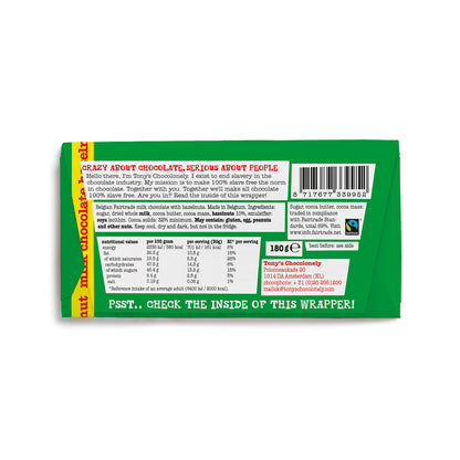 Tony’s Milk Chocolate Hazelnut Bar -180g