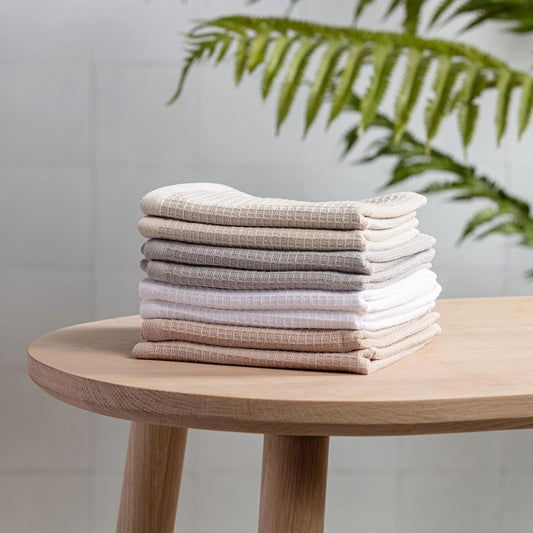 Bamboo Waffle Flannel Face Cloth Set - Santorini Eve