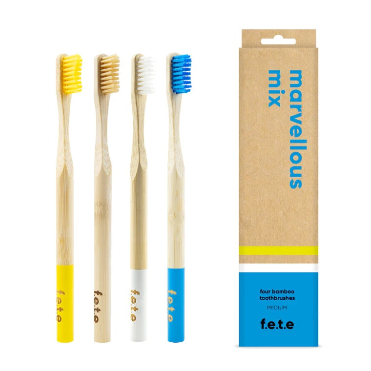 f.e.t.e. ‘Marvellous Mix’ Bamboo Toothbrush Multipack - Medium