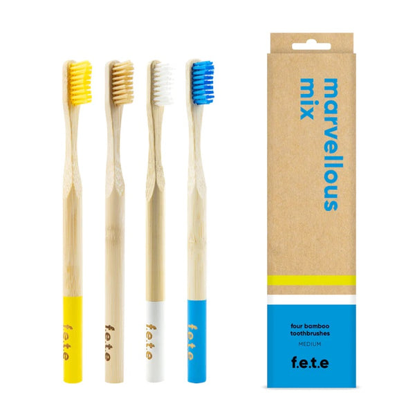 f.e.t.e. ‘Marvellous Mix’ Bamboo Toothbrush Multipack - Medium