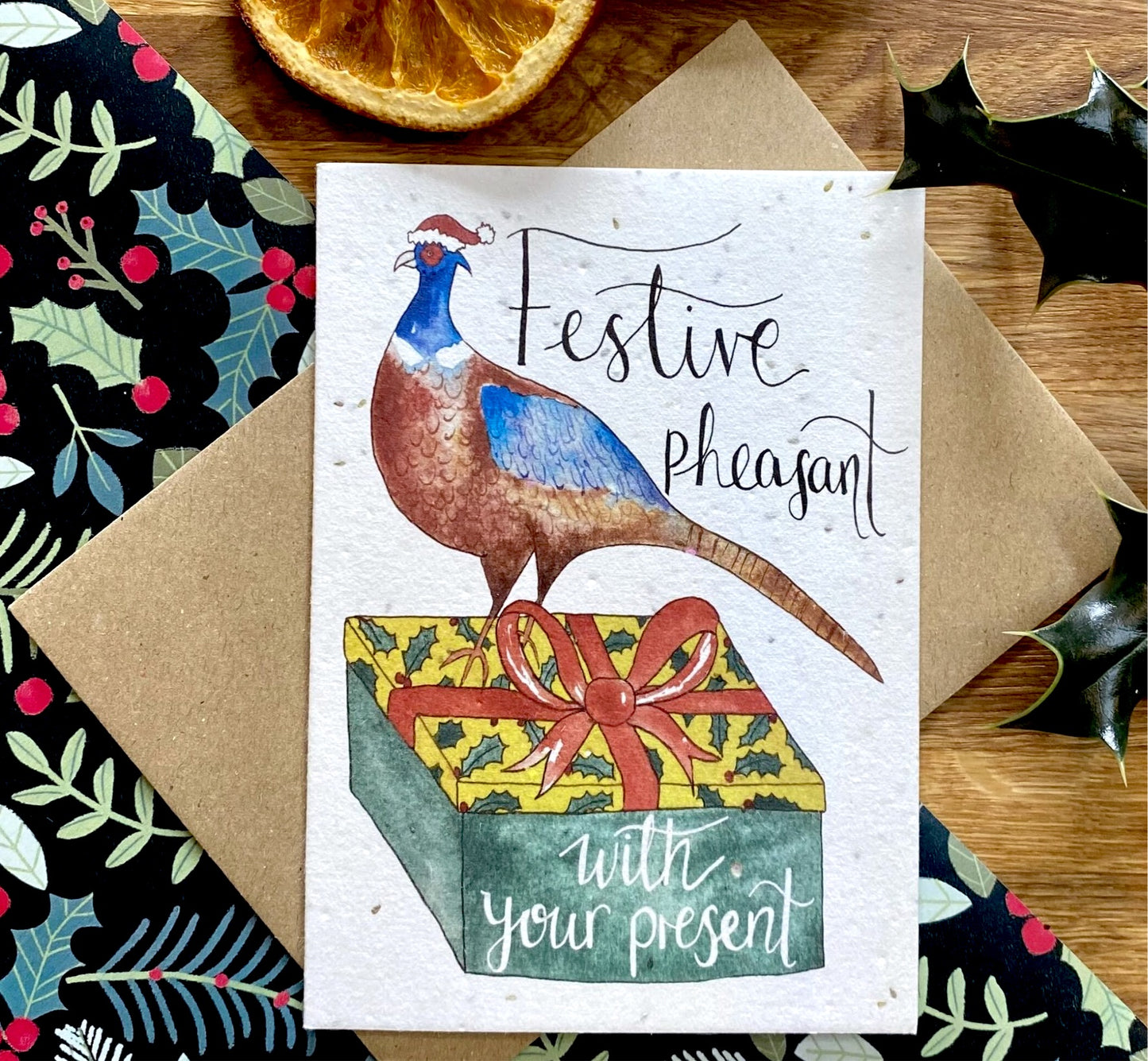 Festive Pheasant Plantable Christmas Card
