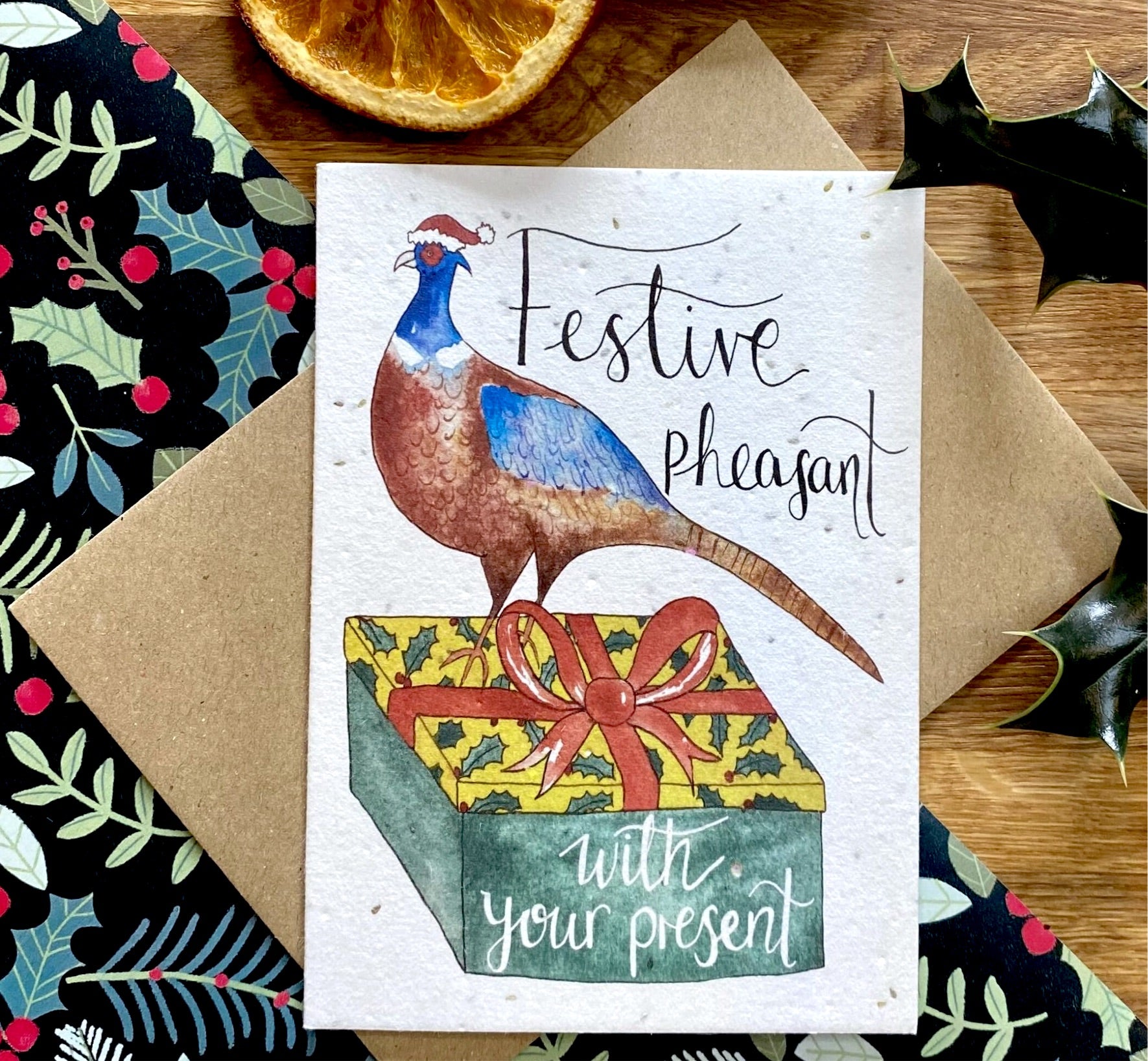 Festive Pheasant Plantable Christmas Card