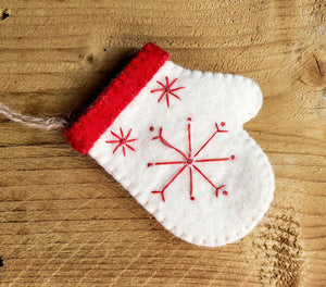 Handmade Felt Mitten Christmas Decoration