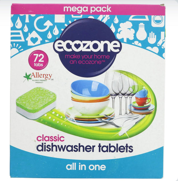 Case of 6 Packs of Ecozone Classic Dishwasher Tablets All in One Pack of 72
