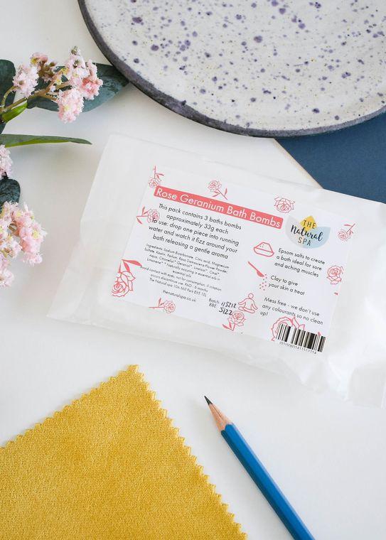 Natural Rose Bath Bombs Pack of 3