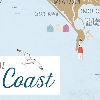 Local Dorset Map Greetings Card Hand Illustrated