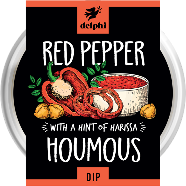 Delphi Chargrilled Red Pepper Hummus with Harissa - 150g