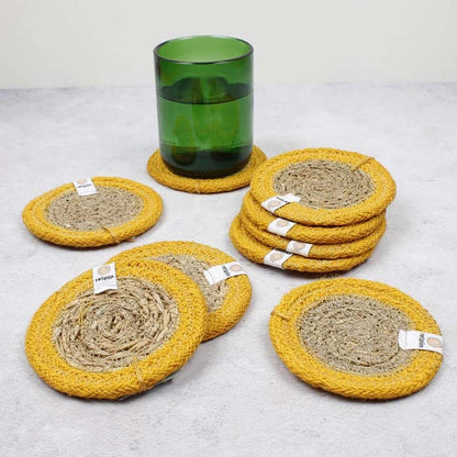 Round Seagrass & Jute Coaster