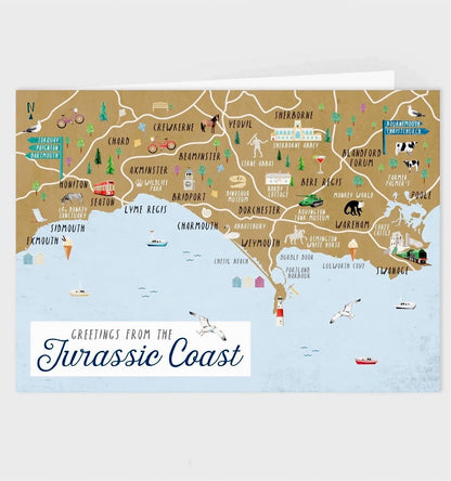 Local Dorset Map Greetings Card Hand Illustrated