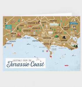 Local Dorset Map Greetings Card Hand Illustrated