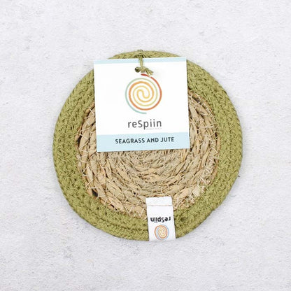 Round Seagrass & Jute Coaster