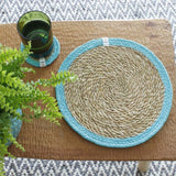 Round Seagrass & Jute Coaster