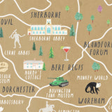 Local Dorset Map Greetings Card Hand Illustrated