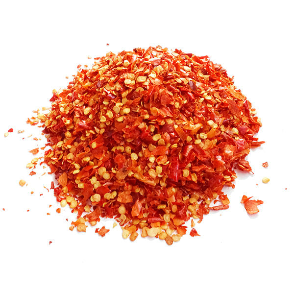 Crushed Chilli Flakes - 1 x 100g serve | Crushed chilli flakes, perfect for topping your foods, mixing into your curries and bakes etc. Chilli is best used sparingly, and at the start of cooking. Chilli is used in African, Indian, Chinese, Mexican and West Indian Dishes - go wild!

