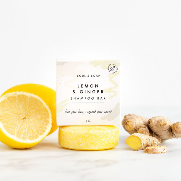Lemon & Ginger Solid Shampoo Bar - Vegan