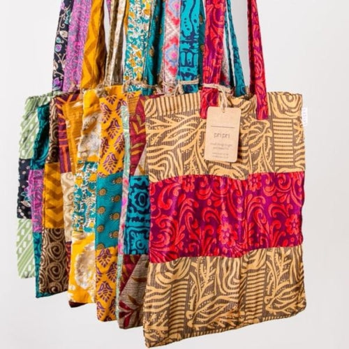 Upcycled Sari Small Tote Bag