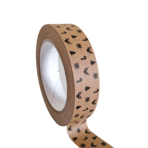 Christmas Festive Kraft Tape - Eco Friendly Gift Wrapping | Christmas Collection | SW Coast Refills