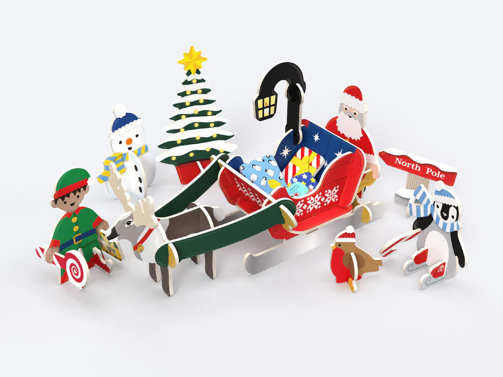 PlayPress Santa's Christmas Midnight Sleigh Ride Playset
