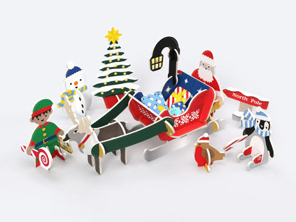 PlayPress Santa's Christmas Midnight Sleigh Ride Playset