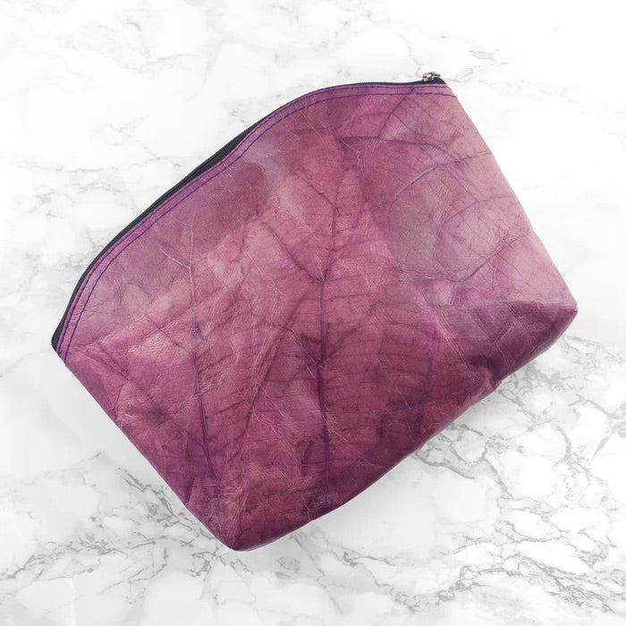 Teak Leaf Vegan Leather Make Up Bag