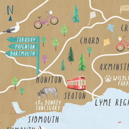 Local Dorset Map Greetings Card Hand Illustrated