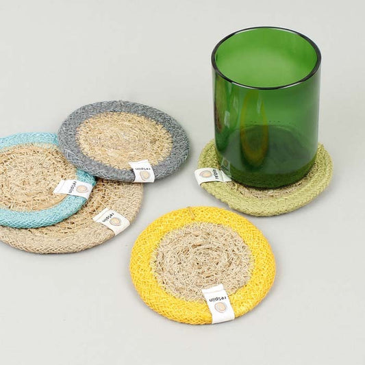 Round Seagrass & Jute Coaster