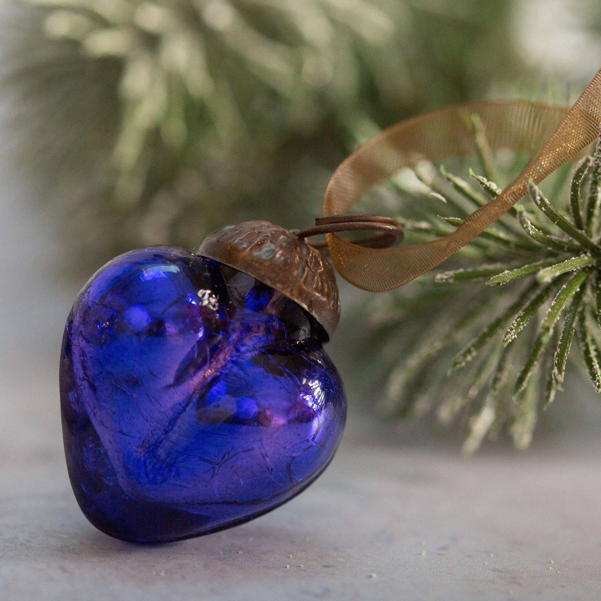 Small Purple Glass Heart Baubles