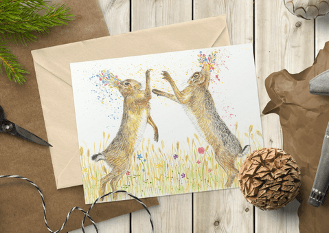 Boxing Hares Eco Card