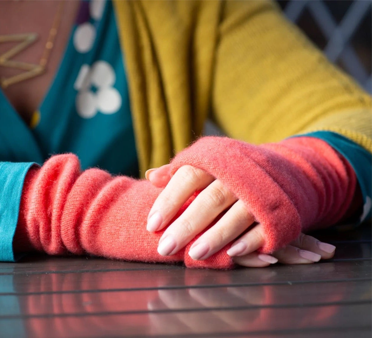 Turtle Doves Recycled Cashmere Fingerless Gloves