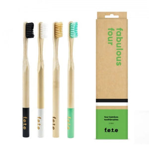 f.e.t.e. 'Fabulous Four’ Bamboo Toothbrush Multipack - Firm