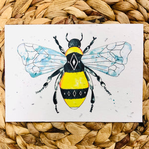 Geometric Bee Design  Greeting Card - plantable seeded cards for all occasions | Birthday Cards SW Coast Refills