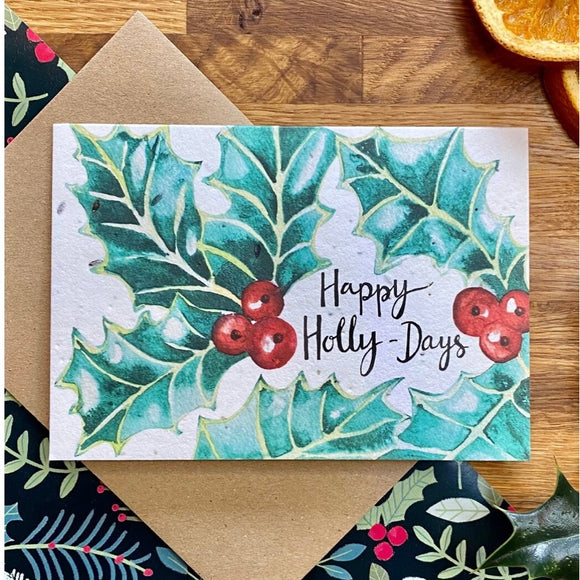 Happy Holly-Days Plantable Christmas Card