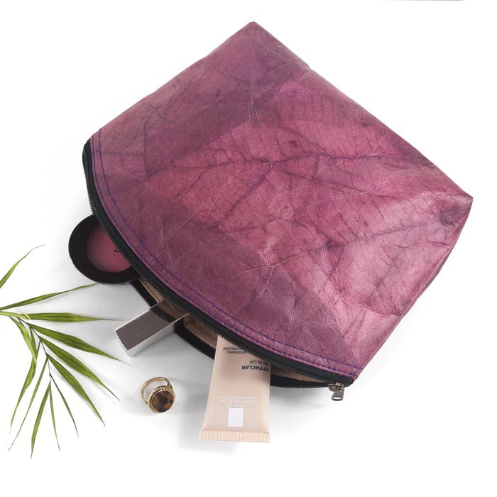 Teak Leaf Vegan Leather Make Up Bag