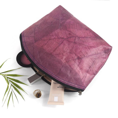 Teak Leaf Vegan Leather Make Up Bag