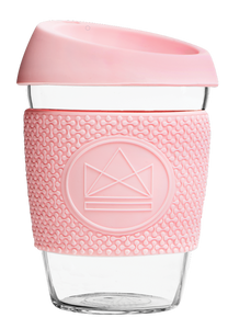 Neon Kactus Reusable Glass Coffee Cup - Pink Flamingo 12oz