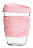 Neon Kactus Reusable Glass Coffee Cup - Pink Flamingo 12oz