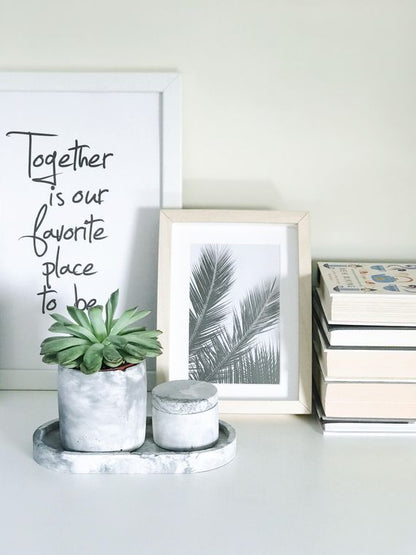 Oval Marbled Concrete Trinket Tray