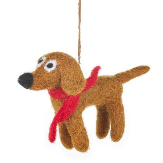 Handmade Felt Jasper the Dog Christmas Decoration