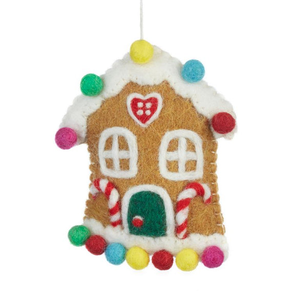 Handmade Felt Sweetshop Gingerbread House Christmas Decoration