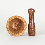 Natural coconut wood mortar and pestle